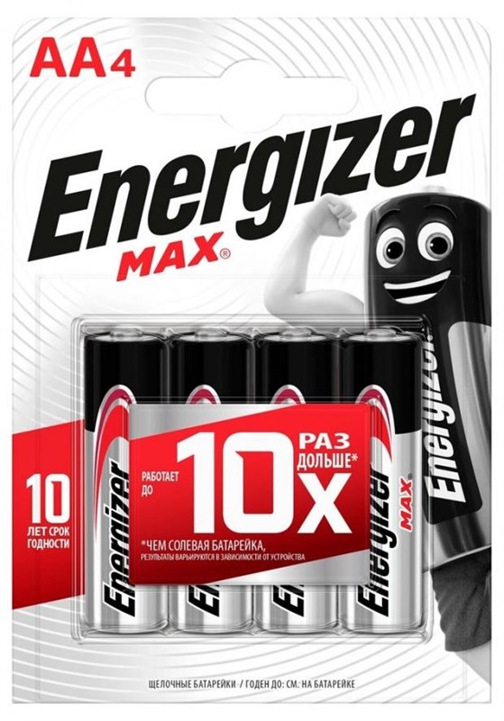 Батарейки Energizer AA, 4 шт - фото 141298