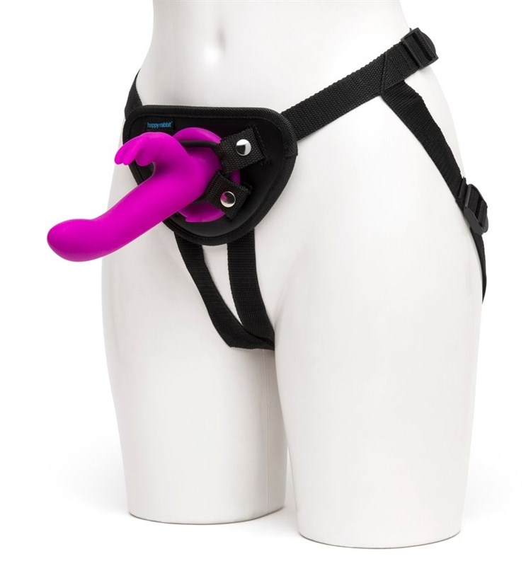 Лиловый страпон Rechargeable Vibrating Strap-On Harness Set, 17,6 см - фото 143915