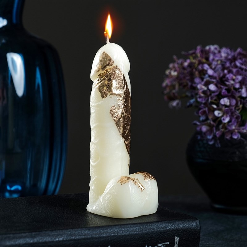 Фигурная свеча "Фаворит" молочная с поталью 12,5см - фото 152891