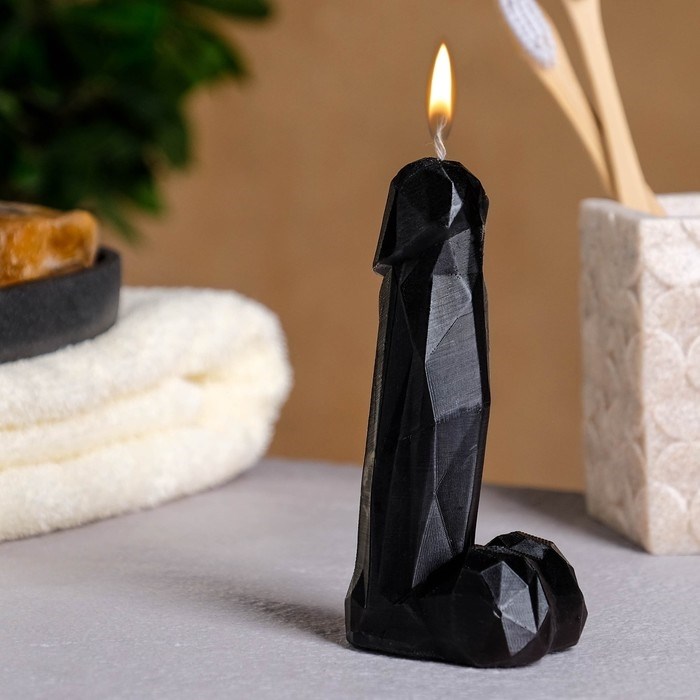 Фигурная свеча "Фаворит гранёный" черный, 12 см - фото 152911