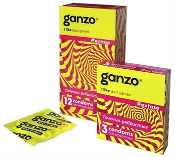 Презервативы GANZO EXTASE (Точечно-ребристые), 3 шт