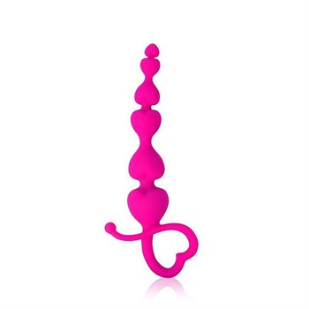 Розовая анальная цепочка Cosmo с петелькой, 14,5 см