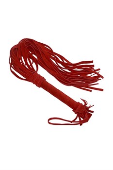Красная плеть из натуральной велюровой кожи, 65 см