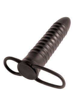 Рельефная насадка на пенис для двойной стимуляции Ribbed Double Trouble - 16,5 см