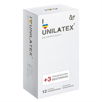 Ароматизированные презервативы цветные Unilatex Multifruit - 12 + 3 шт.
