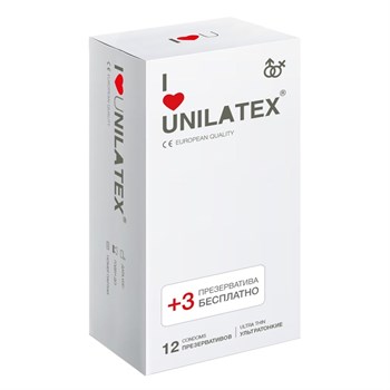 Ультратонкие презервативы Unilatex Ultra Thin - 12 + 3 шт.