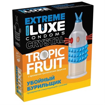 Стимулирующий презерватив "Убойный бурильщик" с ароматом тропических фруктов