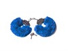 Шикарные наручники с пушистым мехом синие - фото 144895