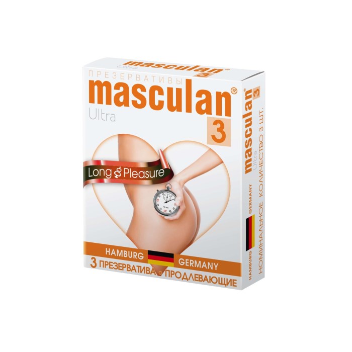 Презервативы Masculan Ultra 3 Продлевающие (LongPleasure), 3 шт. 11959 - фото 172192