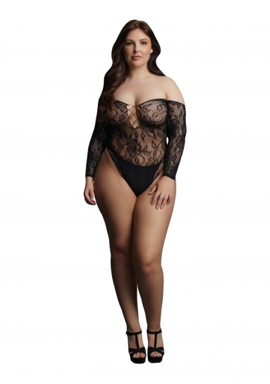 Боди Wonder Rhinestone Bodysuit со стразами - Plus size DCH004BLKOSX - фото 172914
