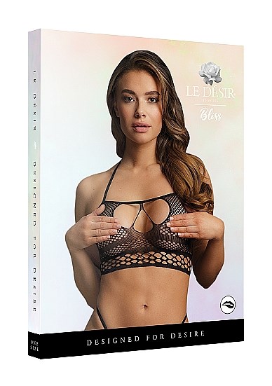 Черный укороченный топ с бретелькой через шею BLS006BLKOS - фото 173677