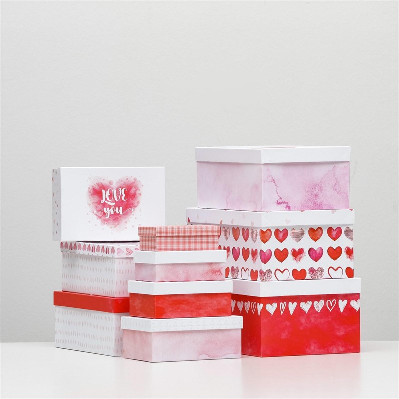 Набор коробок 10 в 1 "LOVE, 30,5 х 20 х 13 - 12 х 6,5 х 4 см 6073578 - фото 176327