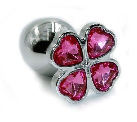 Серебристая анальная пробка с цветком из кристаллов, 6х2,6 см KLAL031S