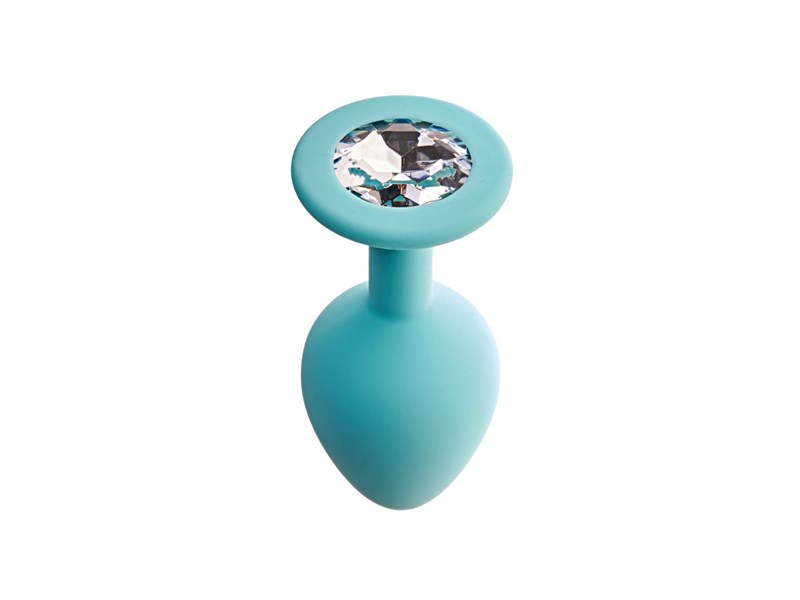 Силиконовая анальная пробка с кристаллом Gamma Аквамарин (L), 9,4х4,3 см 106134