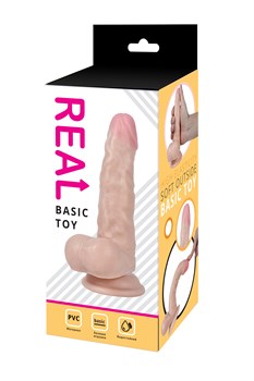Фаллоимитатор REAL с мошонкой на присоске, 17x3,5 см RP10034