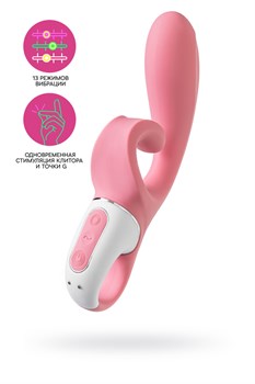 Нереалистичный вибратор Satisfyer Hug me, силикон, розовый J2018-215-2