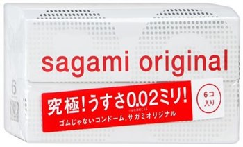 Ультратонкие полиуретановые презервативы Sagami Original 0.02, 6 шт SOriginal6