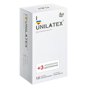 Ароматизированные презервативы цветные Unilatex Multifruit - 12 + 3 шт. Unilatex Multifruits №12 + №3