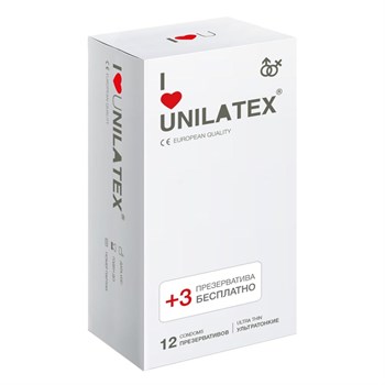 Ультратонкие презервативы Unilatex Ultra Thin - 12 + 3 шт. Unilatex Ultra Thin №12 + №3