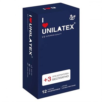 Ультрапрочные презервативы Unilatex Extra Strong - 12 шт. + 3 шт. в подарок Unilatex Extra Strong №12 + №3