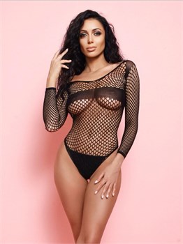 Боди в сетку с рукавами Amor EL AME054BLK