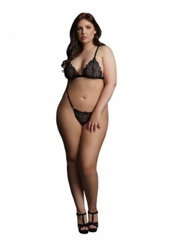 Комплект эротического белья Magic Lace Velvet Lingerie Set (черный) - Plus size DCH002BLKOSX