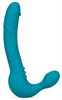 Бирюзовый безремневой страпон с вибропулей Luna Strapless Silicone Dildo - 22,86 см BL-81302 - фото 174255