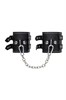 Черные оковы из натуральной кожи с красной подкладкой Pecado BDSM 02132