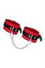 Оковы Pecado BDSM, мягкие, с одним ремешком с люверсами, натуральная кожа, красно-чёрные 02199