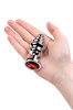 Анальная втулка Metal by TOYFA, металл, серебряная, с красным кристаллом, 8 см, Ø 3,5 см, 95 г 717023-9